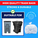 95-96 Gallon Trash Bags, (Value Pack 50 Bags w/Ties) Extra Large Heavy Duty Clear Plastic Recycling Trash Bags, 90 Gallon, 95 Gallon, 96 Gallon, 100 Gallon (Clear)