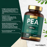 Palmitoylethanolamide Pea 450mg | Levagen Plus PEA | 90 Vegan Capsules | by Horbaach