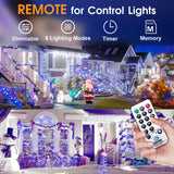 KNONEW 403FT 1000 LED Christmas Lights Outdoor String Light with 8 Modes and Timer Memory Waterproof Fairy Lights Decorations for Xmas Tree Yard Wedding Backdrop Decor(Blue and White)