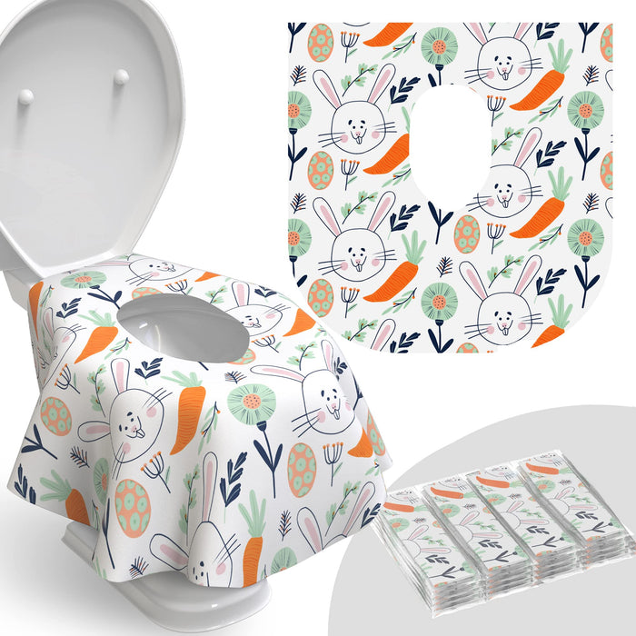 Relyo Disposable Toilet Seat Cover for Travel – 20 Pack with Covers Wrapped in Sets of 2, Non-Flushable Liners, Fits Most Seats – Kids, Toddlers, Adults (Bunny, 20)