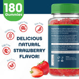 Vitamin B Complex Gummies for Adults, B Complex Vitamin Supplement for Women and Men, B Vitamins Complex Gummies for Energy and Brain Health, Natural Strawberry Flavor, 180 Count - Intego Nutrition