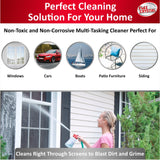 Full Crystal Kit - Bottle, Lid with Hose Attachment, and Two 4 oz. Crystal Powder Exterior Window Cleaner Packets for Glass and Screens (Cleans Up to 40 Windows)