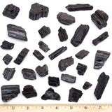 DANCING BEAR Black Tourmaline Crystals Bulk (1 LB Medium Pieces), Includes: (1) Selenite Stick & Information Cards, Rough Raw Natural Stones for Good Vibes, Reiki Energy, Made in USA