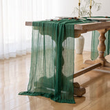 Keketo Christmas Table Runner Emerald Green Cheesecloth Gauze 120 Inch 10 FT Rustic Boho Cheese Cloth Table Runner for Wedding Baby Shower Bridal Shower Birthday Party Long Sheer Home Decorations