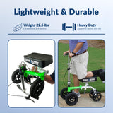 KneeRover GO Hybrid - Most Compact All Terrain Knee Scooter for Adults for Foot Surgery Heavy Duty Knee Walker for Broken Ankle Foot Injuries Recovery Leg Scooter Best Knee Crutch Alternative (Green)