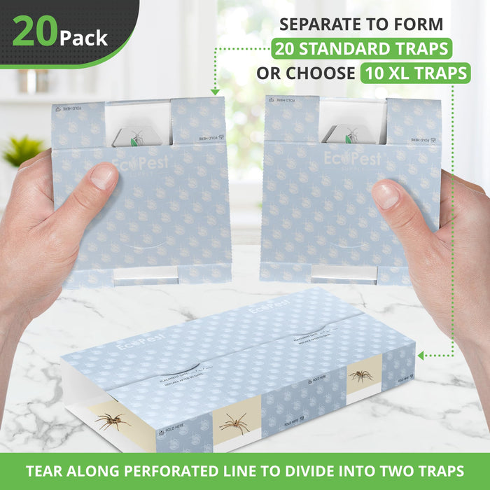 Spider Traps – 20 Pack | Sticky Indoor Glue Trap for Spiders and Other Bugs and Crawling Insects | Adhesive Spider Bait Trap, Monitor, Killer and Detector for Pest Control