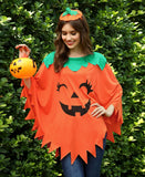 Maisolly Women's Halloween Pumpkin Poncho Costume Adult Cape with Hair Band