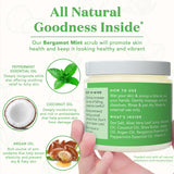 Bare Botanics Bergamot Mint Body Scrub 24oz | Made in Madison, WI | All Natural Sea Salt Exfoliator w/ Skin Loving Moisturizers | Vegan & Cruelty Free | Gift Ready Packaging w/ a Cute Wooden Spoon