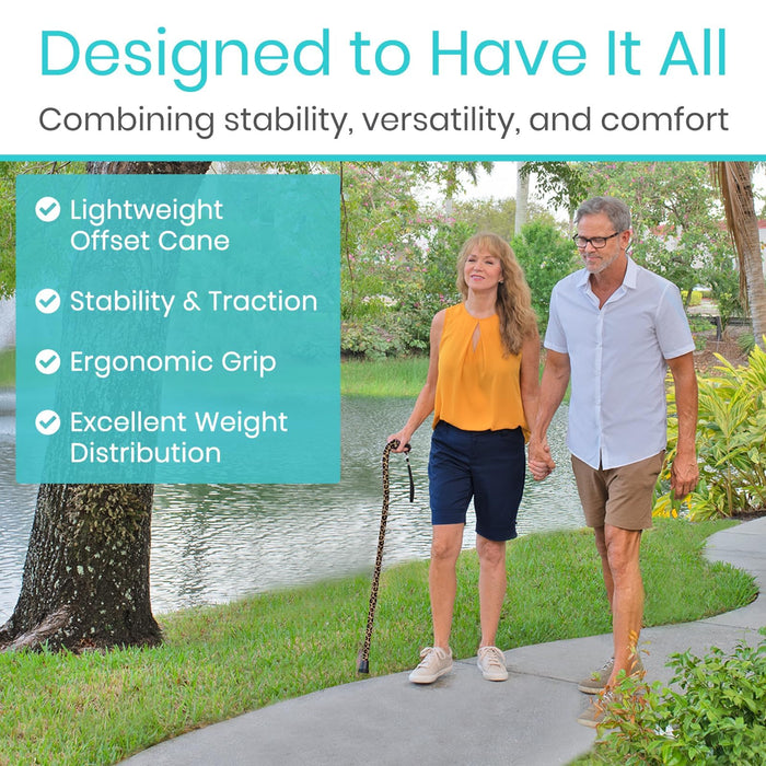 Vive Walking Cane for Women, Men, Elderly - Patented Offset Grip - Lightweight Adjustable Walking Aid with a Non-Slip Tip - Sturdy Balancing Mobility Aid for Seniors