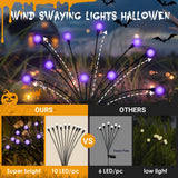 PATIOPIA 2 Pack Halloween Decorations Outdoor Waterproof 20 LED Firefly Garden Lights,Solar Lights for Outside,Solar Lights Outdoor,Solar Garden Lights for Halloween,Christmas,Yard,Patio(Purple)