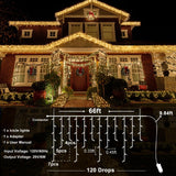 Icicle Christmas Lights Outdoor, 66ft 640 LED Icicle Lights for Outside, Plug in Twinkle Lights Indoor with 8 Modes Timer Waterproof for House Holiday Decor Wedding Christmas Decorations (Warm White)