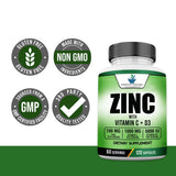 American Standard Supplements Zinc 100mg, Vitamin C 1000mg, and Vitamin D3 5000 IU (125mcg) Per Serving - Gluten Free, Non-GMO, 120 Capsules, 60 Servings