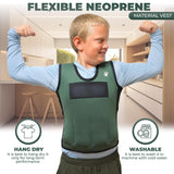 Weighted Vest For Kids - Adjustable Compression Vest - (Medium for Ages 5-9) Six Removable Weights Included - Breathable Snug Fit Design