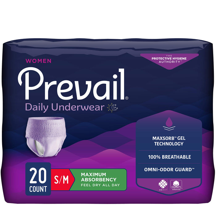 Prevail Maximum Absorbency Incontinence Underwear for Women, Small/Medium, 20 Count