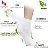 Hugh Ugoli Diabetic Socks for Women, Super Soft & Thin Rayon derived from Bamboo Ankle Socks, Wide & Loose, Non-Binding Top & Seamless Toe, 4 Pairs, Black, Shoe Size: 6-9