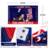 Trump 2024 Flag - Take America Back - 3x5Ft Attempt Assassination Trump Debate Political Election Polyester Flags Banners Outdoor Decoration