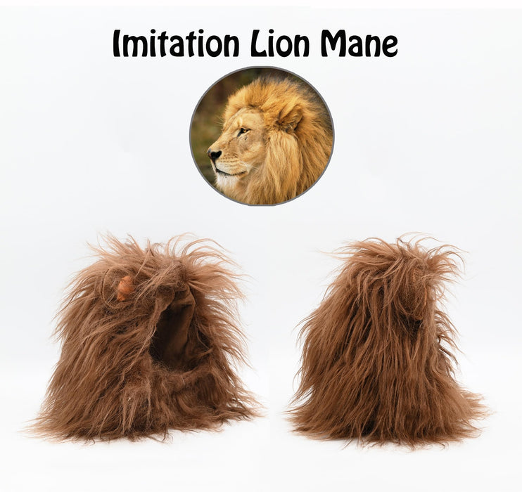 Onmygogo Lion Mane Wig for Cats and Dogs, Funny Pet Cat Costumes for Halloween Christmas, Furry Pet Clothing Accessories (Size S, Coffee)