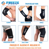 FreezeSleeve 2 Pack Ice & Heat Therapy Sleeve- Reusable, Flexible Gel Hot/Cold Pack, 360 Coverage for Knee, Elbow, Ankle, Wrist- Black, X-Large