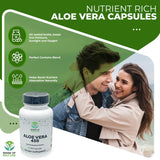 Sense of Nature Aloe Vera 450 Capsules Organic | Non-GMO Aloe Vera Pills | Made with USDA Organic Aloe Vera Supplements | Digestive & Joint Support Supplement