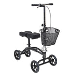 Drive Medical 796 Adjustable Height Steerable Knee Walker Knee Scooter Leg Walker Crutch Alternative, Dual Pad with Basket and Hand Brake 300 Pound Weight Cap