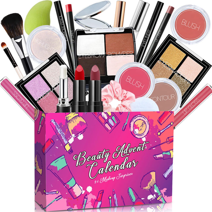 Makeup Advent Calendar 2024 Teen Girls Women Beauty Countdown Calendar Christmas Gifts for Women Teen Girl Trendy Stuff Unique Makeup Set Gifts Mascara Lipstick Blush Eyebrow Gel Eyeshadow