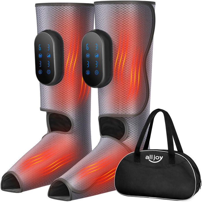 ALLJOY Cordless Leg Massager, Rechargeable Foot and Calf Massager with Heat,6 Modes,3 Intensities,3 Heating Levels,3 Timer Setting, Leg Compression Boots for Circulation and Pain Relief