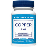 THE VITAMIN SHOPPE Copper 2MG (Copper Gluconate), Antioxidant for Iron Metabolism, Once Daily Essential Mineral Supplement (100 Capsules)