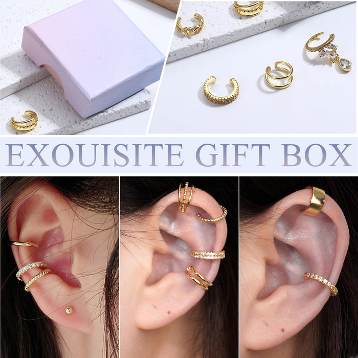 LOLIAS Ear Cuff Earrings for Women Non Piercing Gold Ear Cuffs 14K Gold Plated Ear Cuff for Non Pierced Ears Clip on Cartilage Earring Fake Earrings