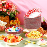 Nuogo Red Disposable Bowls Red Gingham Checkered Picnic Paper Bowls Party Bowls 16oz Ice Cream Salad Cups for Strawberry Birthday Party Supplies(60 Pcs)