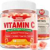 Whole Food Vitamin C Gummies for Adults & Kids, Zero Sugar, 10X Higher Absorption than Synthetic Vitamin C, 100% Natural, Raw Vitamin C Supplement for Immune & Collagen Support, Orange Flavor, 60 Cts