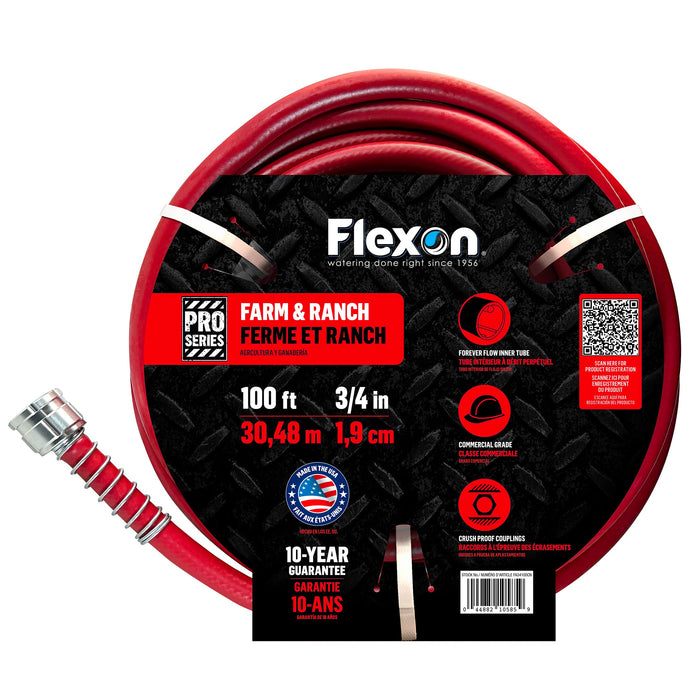 FLEXON FA58100CN Farm and Ranch Garden Hose, 100 ft, Red