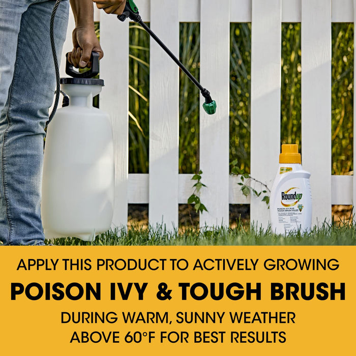 Roundup Concentrate Poison Ivy Killer Plus Tough Brush Killer for Weeds, Grass, Stumps with 24 hours Results, 32 oz.