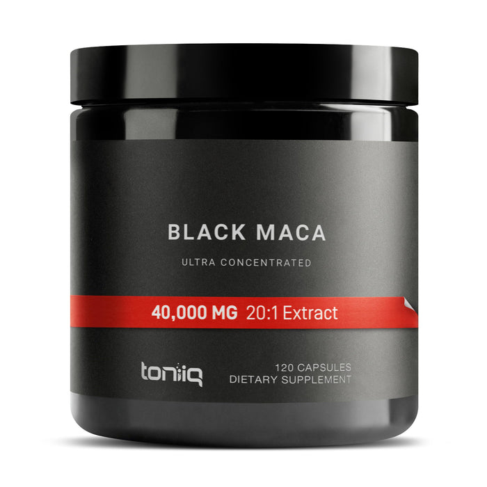 40,000mg Pure Black Maca Root Extract - Ultra Concentrated 20:1 Single Origin Wildcrafted Third-Party Tested Black Maca Powder Capsules for Men & Women - Peruvian Black Macca Root Powder -120 Veg Caps