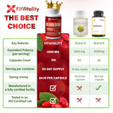 FitVitality Premium Berberine Supplement, 1500mg Berberine Per Serving, 150 Capsules, 100% Pure, Support Immune System Function, Non-GMO, Gluten-Free