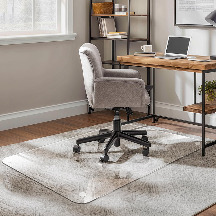 Furnbar Office Chair Mat for Carpet & Hardwood, Upgraded 29" x 48" Dual Use Tempered Glass Chair Mat for Chair and Footrest Under Desk