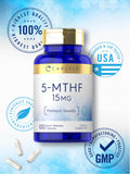 Carlyle 5-MTHF Supplement 15mg | 100 Capsules | L-Methylfolate | Non-GMO, Gluten Free | Premium Quality