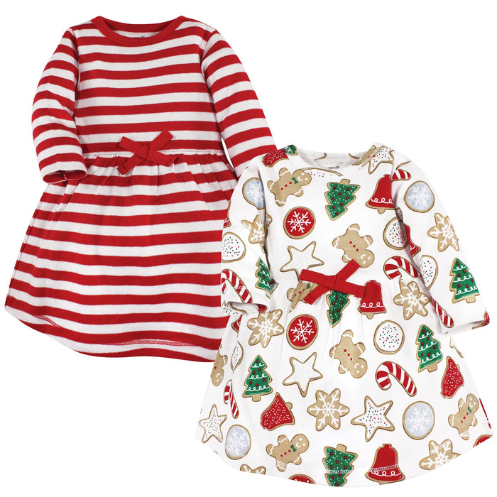 Touched by Nature Baby Girls Dresses Infant And Toddler Organic Cotton Short-Sleeve Long-Sleeve Christmas Cookies, 7 Years, Christmas Cookies, 7 Years US