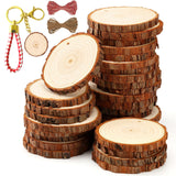 SENMUT Unfinished Wood Slices 30pcs 2.4"-2.85" Wood Circles for Crafts Predrilled Natural Wood Rounds Wooden Discs Christmas Wood Ornament for Crafts