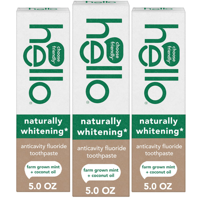 hello Naturally Whitening Toothpaste with Fluoride, Mint, 3 Pack, 5 oz