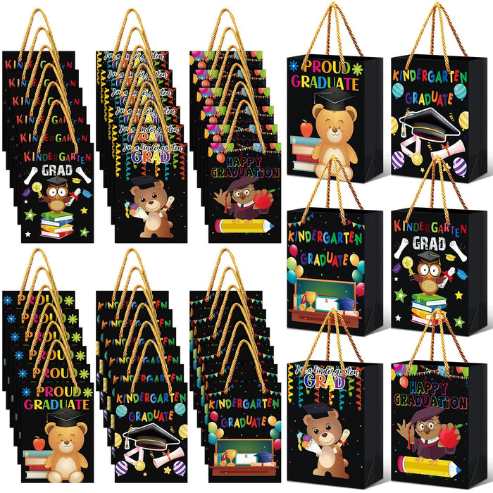 Gilprop 36 Pcs Kindergarten Graduation Gift Bag for Kids Preschool Graduation Gift Bags with Handle Congratulations Graduation Gift Wrapping Paper Bag for Girls Boys Students Pre-k Grad Party Supplies