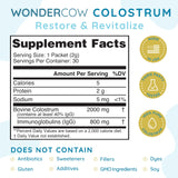 WonderCow Colostrum Powder Supplement for Gut Health, Immune Support, Muscle Recovery & Wellness | 40% IgG Highly Concentrated Pure Bovine Colostrum Superfood, Gluten Free, Unflavored, 30 Servings