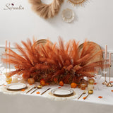 Serwalin 𝟲𝟬𝗽𝗰𝘀 Pampas Grass Decor 𝟭𝟳.𝟳𝗜𝗻𝗰𝗵, Orange Pampas Grass Home Decor, Pampas Grass Bulk Vase Filler, Boho Faux Pampas Decor, Thanksgiving Table Centerpieces, Christmas Decorations