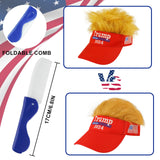 Trump Hat 2024 - Trump Hat with Hair, Embroidery Adjustable Baseball Cap Red