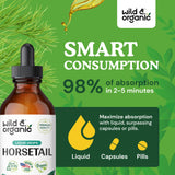 Horsetail Liquid Extract - Organic Horsetail Herb Supplement for Hair Growth - Vegan, Alcohol Free Drops - 4 fl oz