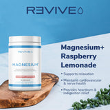 REVIVE MD Magnesium Powder Supplement - Magnesium Carbonate & Taurate Powder Drink Support Healthy Bones, Muscles, & Nerves - Vegan-Friendly, Gluten-Free, & Soy-Free (30 Servings) (Raspberry Lemonade)