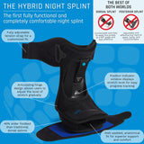 Ovation Medical Hybrid Night Splint - Comfortable and Supportive Plantar Fasciitis Night Splint - Premium Nighttime Foot Brace for Heel Pain - Combination Posterior and Dorsal Night Splint (Large - X-Large w/Accessory Strap)