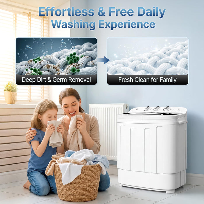 ZENY Portable Clothes Washing Machine Mini Twin Tub Washing Machine 13lbs Capacity with Spin Dryer,Compact Washer and Dryer Combo Lightweight Small Laundry Washer for Home,Apartments, Dorm Rooms,RV