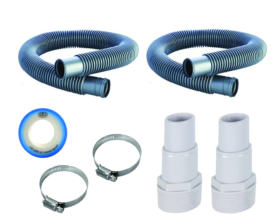 FibroPool 1.5" Pool Filter Hose Replacement Kit – 3 ft & 6 ft Hoses, Clamps, Adapters & PTFE Tape – Above Ground Pool Pump & Sand Filter Hose – Universal Fit