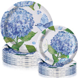 Funnymoom 48 Pcs Watercolor Hydrangea Paper Plates Set Include 9 Inch Floral Disposable Plates 7 Inch Spring Summer Blue Hydrangea Tableware for Bridal Baby Shower Birthday Party Supplies