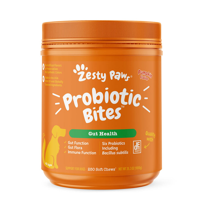 Zesty Paws Probiotic for Dogs - Probiotics for Gut Flora, Digestive Health, Occasional Diarrhea & Bowel Support - Clinically Studied DE111 - Dog Supplement Soft Chews for Pet Immune System – 250 Count